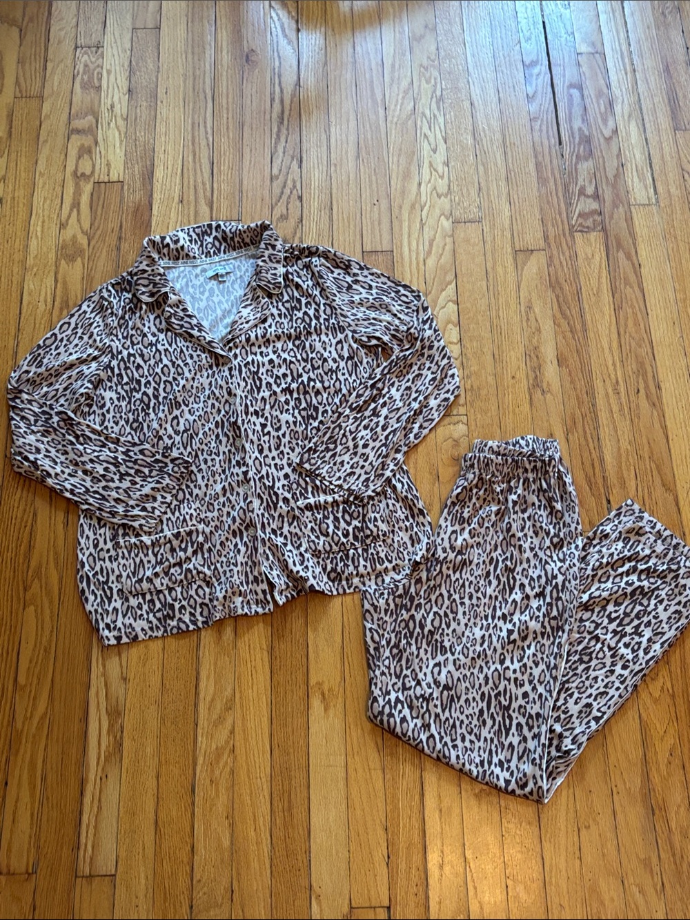 Nine West Leopard-Print Pajama Set - Brown & Cream size medium